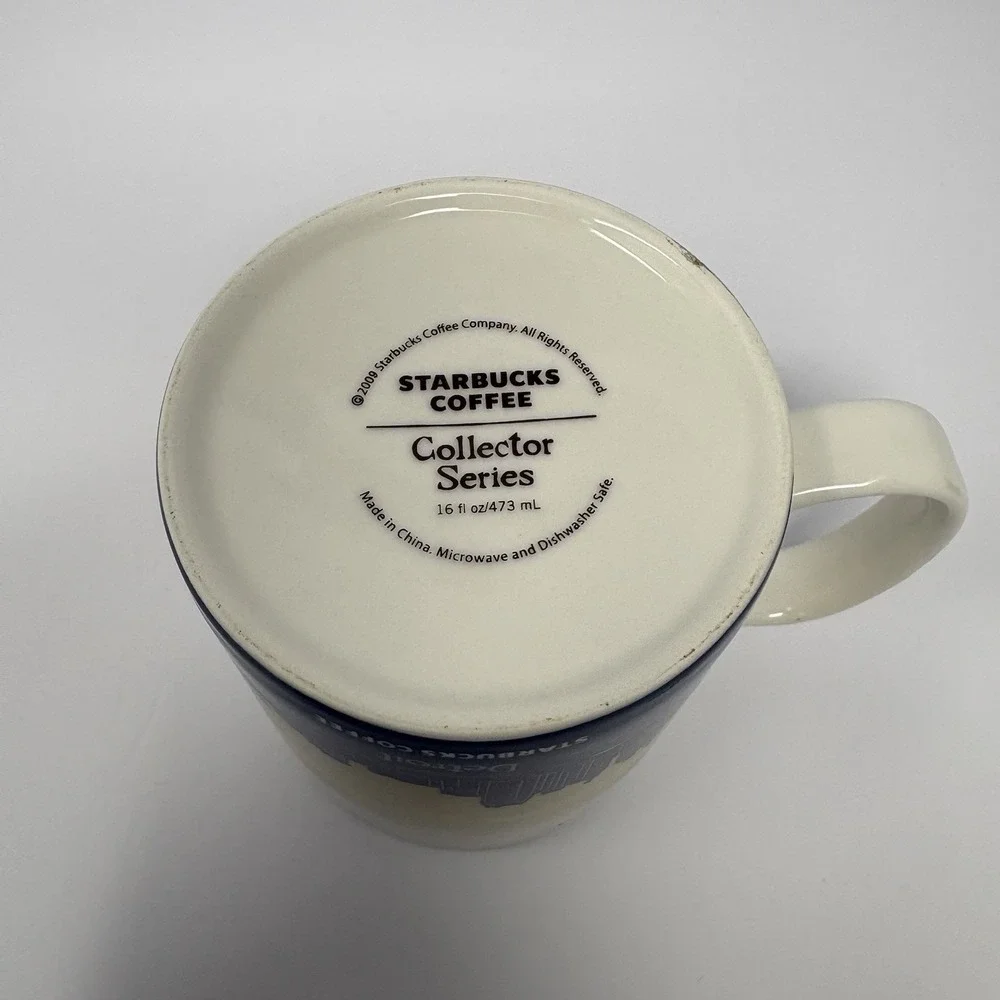 Starbucks Detroit Collector Series 2009 16 oz Coffee Mug Blue City Cup